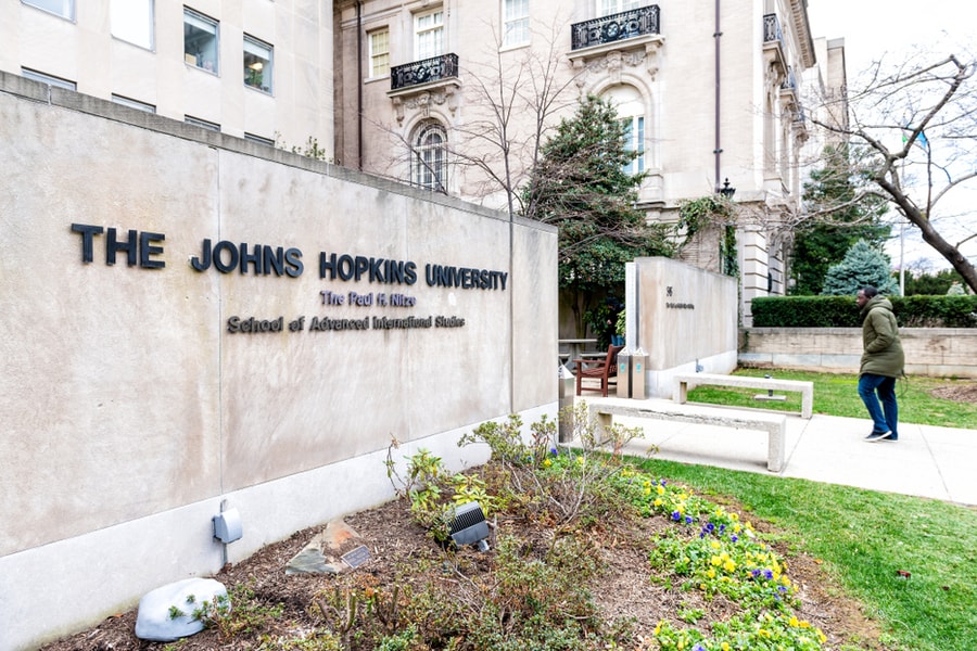Front entrance of the Johns Hopkins School of Advanced International Studies, Washington DC