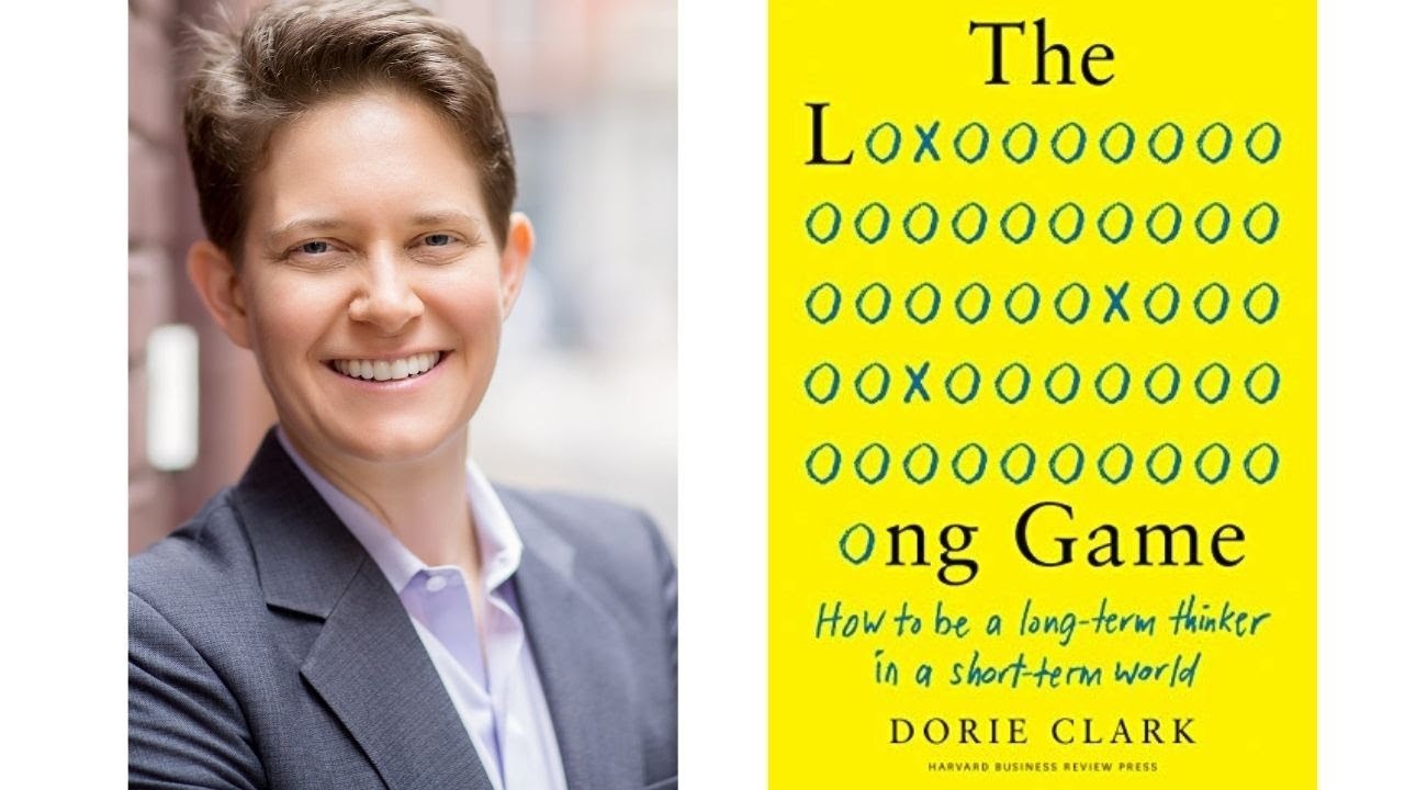 photo of author next to a yellow book cover with text "The Long Game" and "How to be a long term thinker in a short term world"