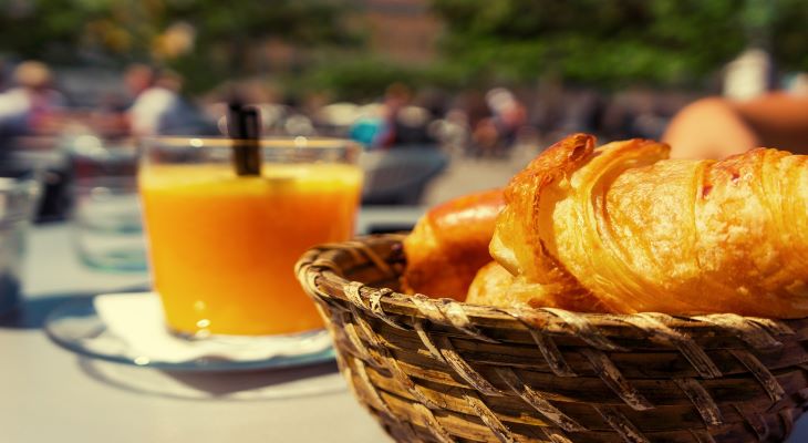 Croissant and orange juice
