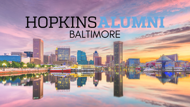 Baltimore Skyline with the header Hopkins Baltimore