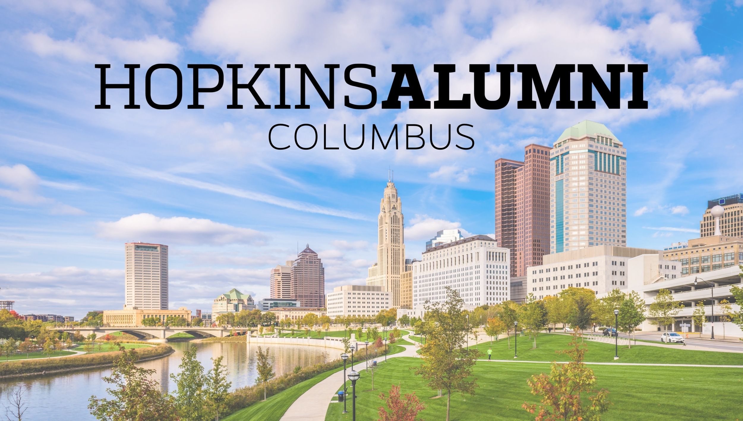 Columbus Ohio Skyline with HopkinsAlumni Banner