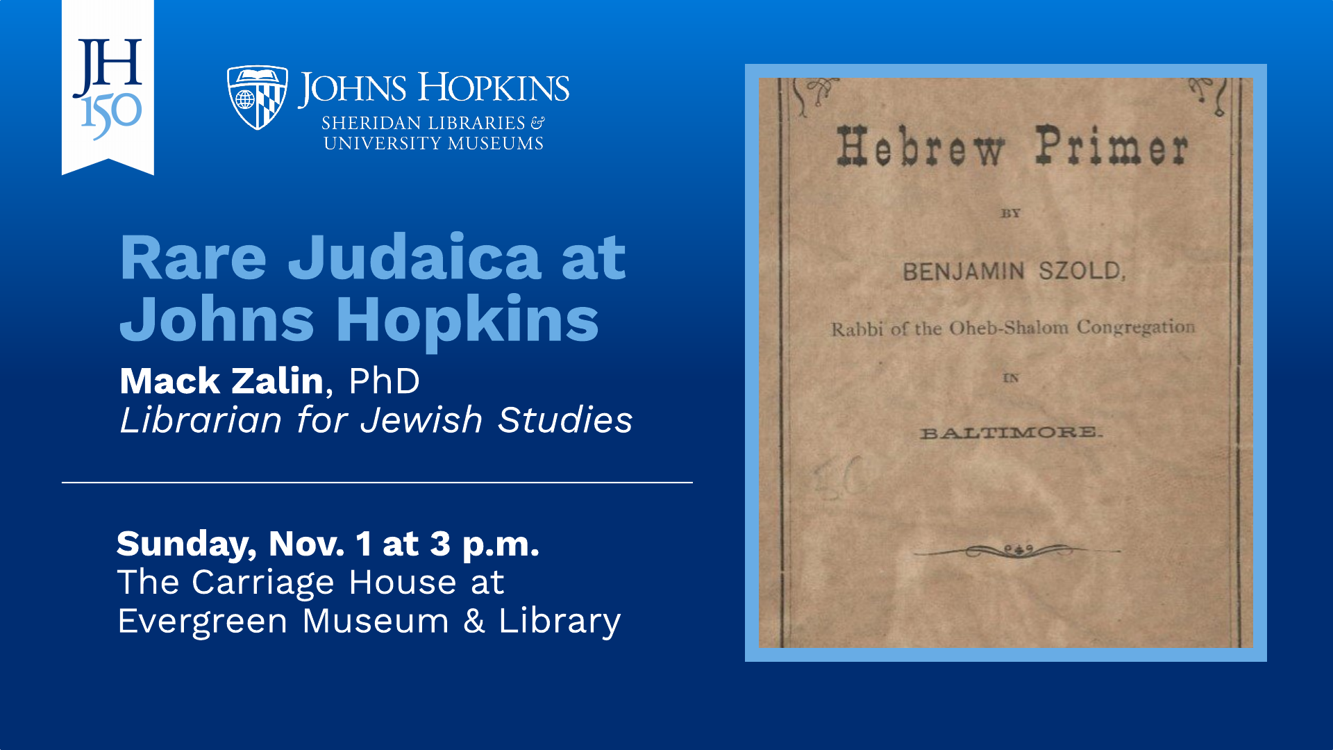 Exploring Rare Judaica at Johns Hopkins Header Image