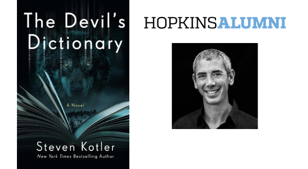 Photo of the book cover for The Devil's Dictionary on the left and a photo of the author on the right