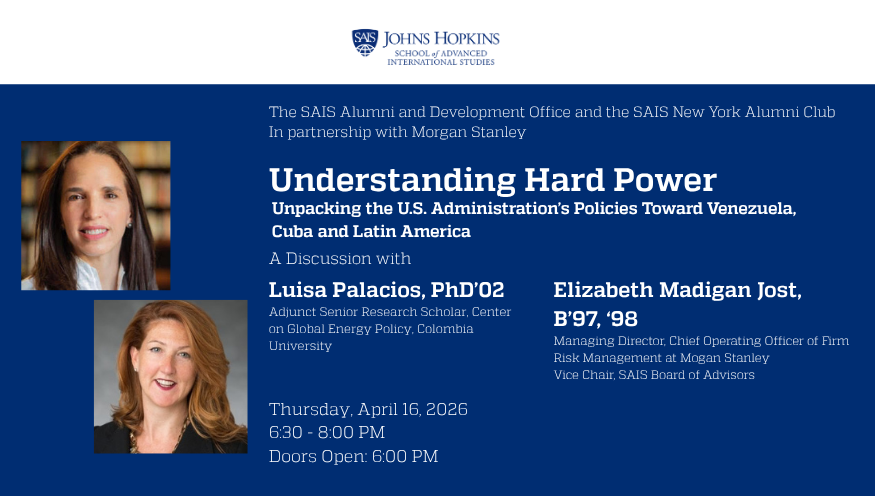 SAIS New York Event: Hard Power in the Americas with Luisa Palacios, PhD'02 Header Image