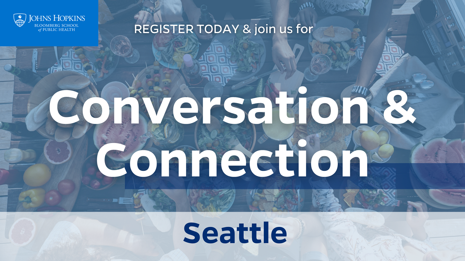 conversation and connection seattle image light blue background with white text